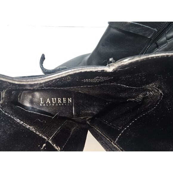 Lauren Ralph Lauren Women's Laurie Black Leather Side Zip Ankle Booties Sz 7.5B - Picture 5 of 8